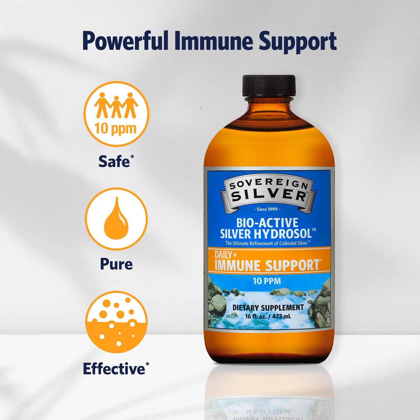 Sovereign Silver Immune Support – Colloidal Silver Hydrosol 10 ppm, 16 fl oz