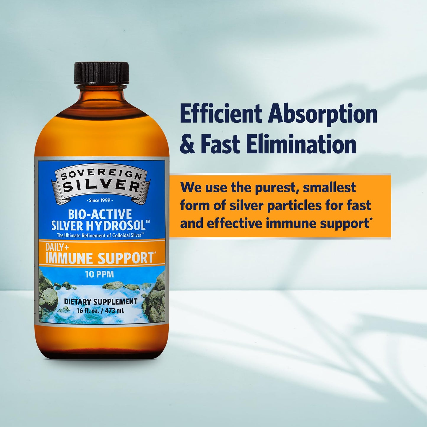 Sovereign Silver Immune Support – Colloidal Silver Hydrosol 10 ppm, 16 fl oz