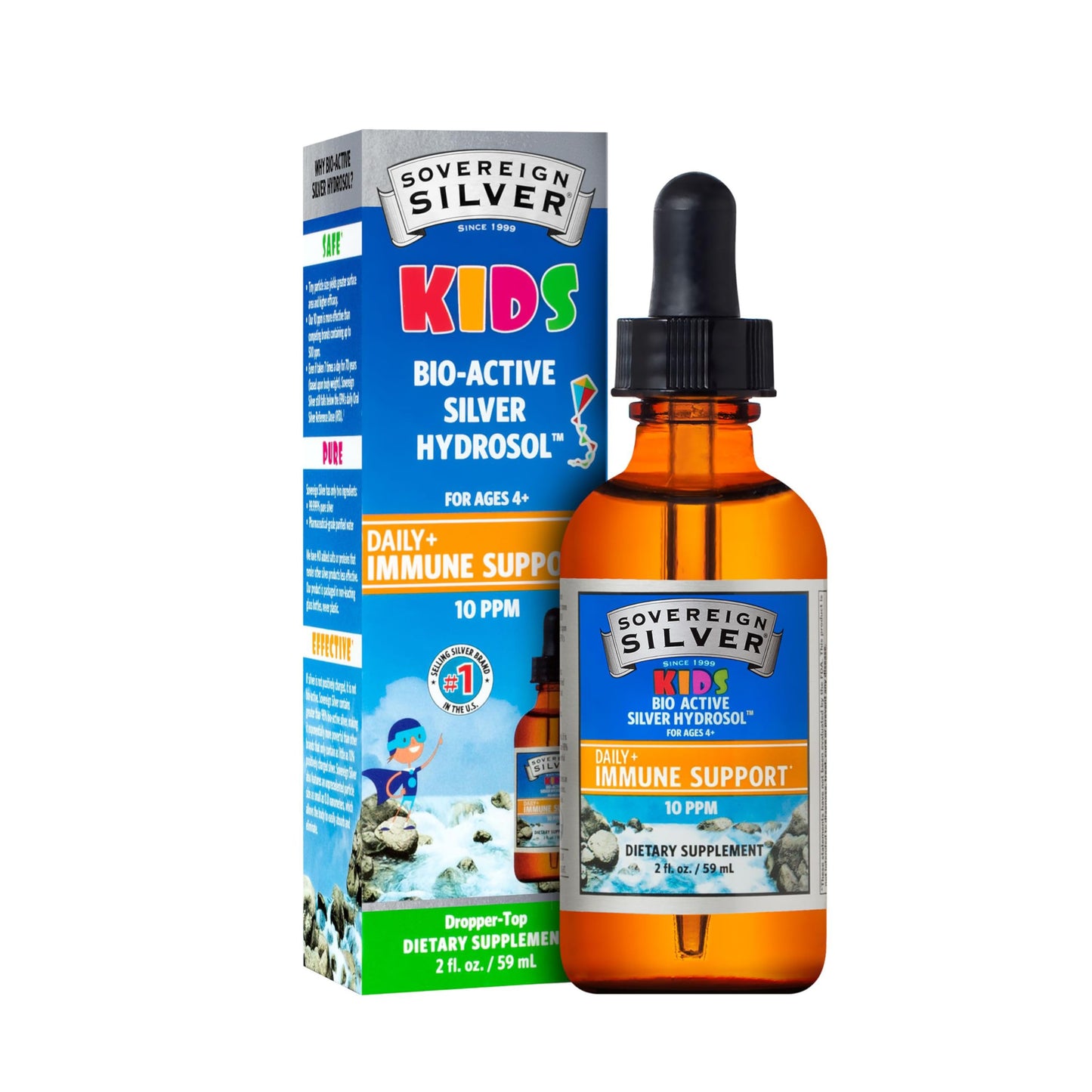 Sovereign Silver Kids Immune Support - 10 ppm Colloidal Silver Drops