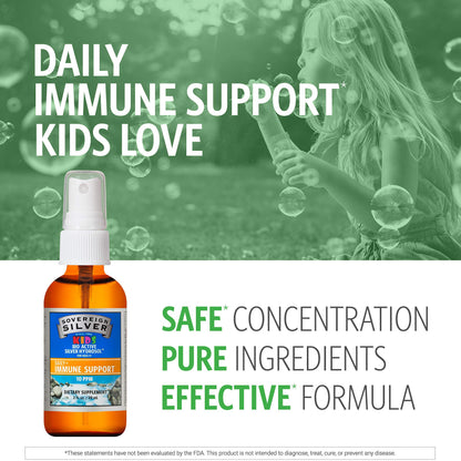 Sovereign Silver Kids Immune Support - 10 ppm Bio-Active Silver Hydrosol, 2 oz
