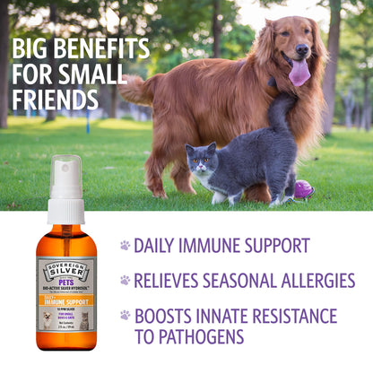 Sovereign Silver Pets Immune Support – 10 ppm Colloidal Silver Hydrosol, 2 oz Fine Mist