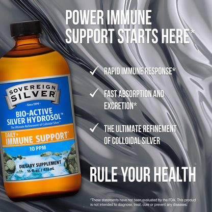 Sovereign Silver Bio-Active Silver Hydrosol 10 ppm, 16 oz – Premium Colloidal Silver Liquid
