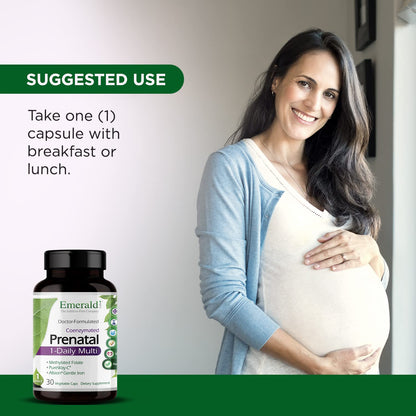 EMERALD LABS Prenatal 1-Daily Multi – Gentle Iron, Methylated Folate, Whole-Food Blend | Soy-Free, Gluten-Free | 60 Veg Capsules