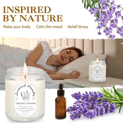 Lavender Candle Gift Set 4-Pack | Soy Wax Aromatherapy Candles for Relaxation & Christmas Gifts