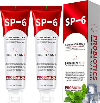 SP-6 Probiotic Toothpaste – Niacinamide Whitening, 6 Probiotics, Fluoride-Free