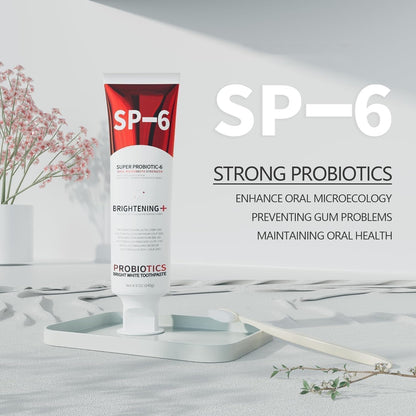 SP-6 Probiotic Toothpaste – Niacinamide Whitening, 6 Probiotics, Fluoride-Free
