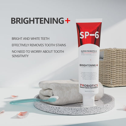 SP-6 Probiotic Toothpaste – Niacinamide Whitening, 6 Probiotics, Fluoride-Free