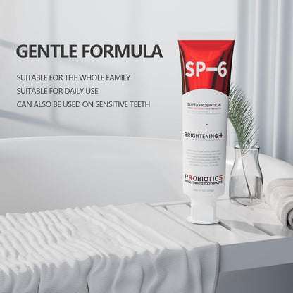 SP-6 Probiotic Toothpaste – Niacinamide Whitening, 6 Probiotics, Fluoride-Free