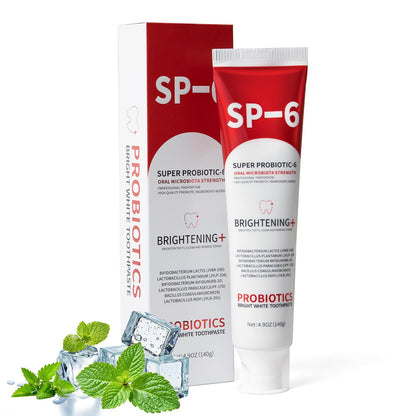 SP-6 Probiotic Whitening Toothpaste – 6 Probiotics, Enamel-Safe, Fluoride-Free, Fresh Mint
