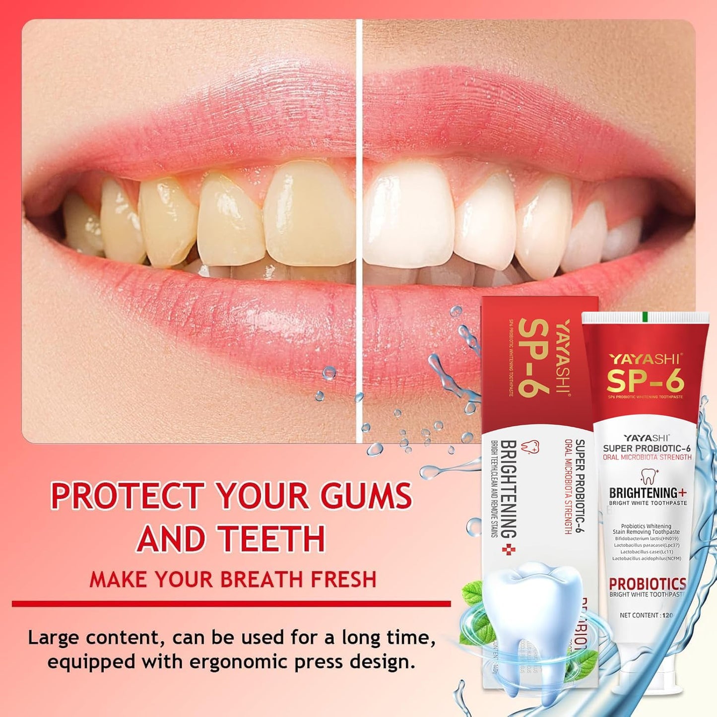 2-Pack SP-6 Probiotic Whitening Toothpaste – Enamel-Safe, Fluoride-Free, Double Mint
