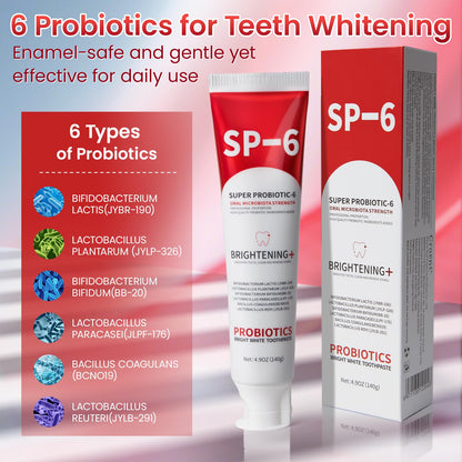 SP-6 Probiotic Whitening Toothpaste – 4.9oz, 3-Pack, Enamel-Safe, Fluoride-Free