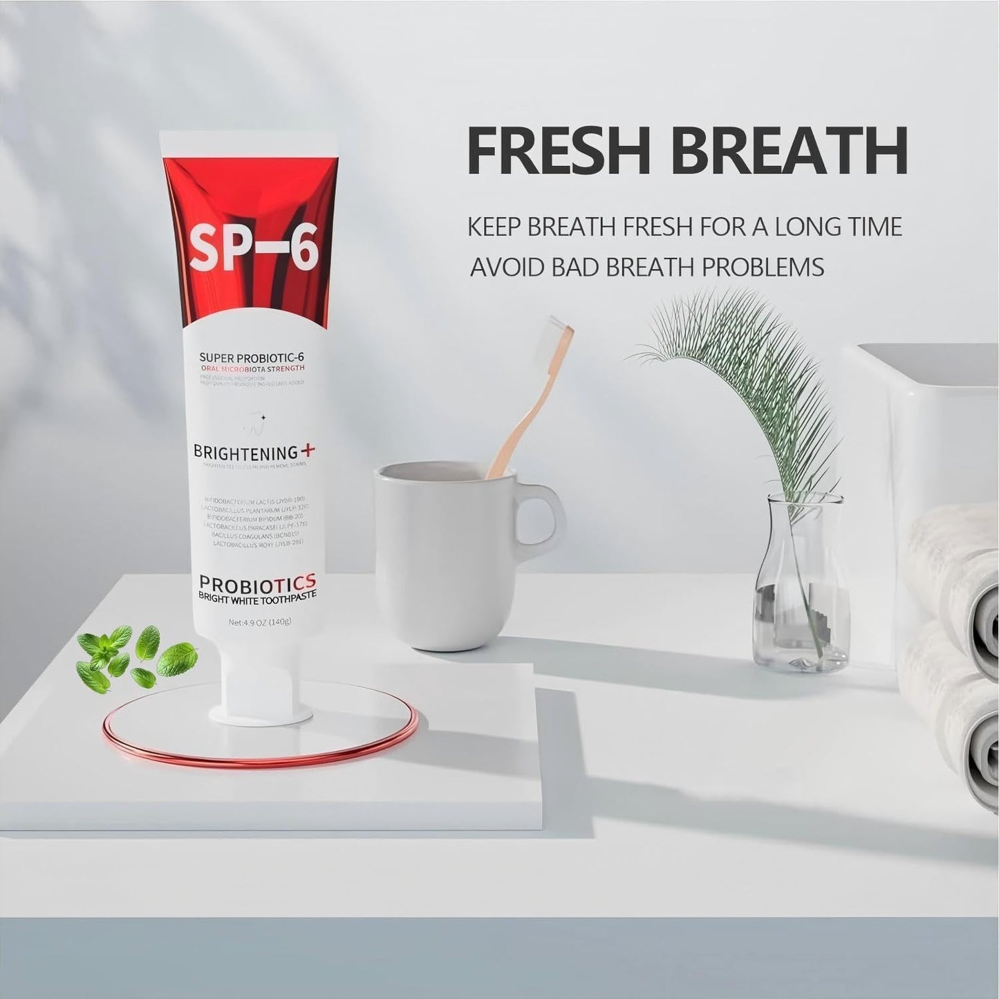 SP-6 Probiotics Whitening Toothpaste – Enamel-Safe, Fluoride-Free, Fresh Mint