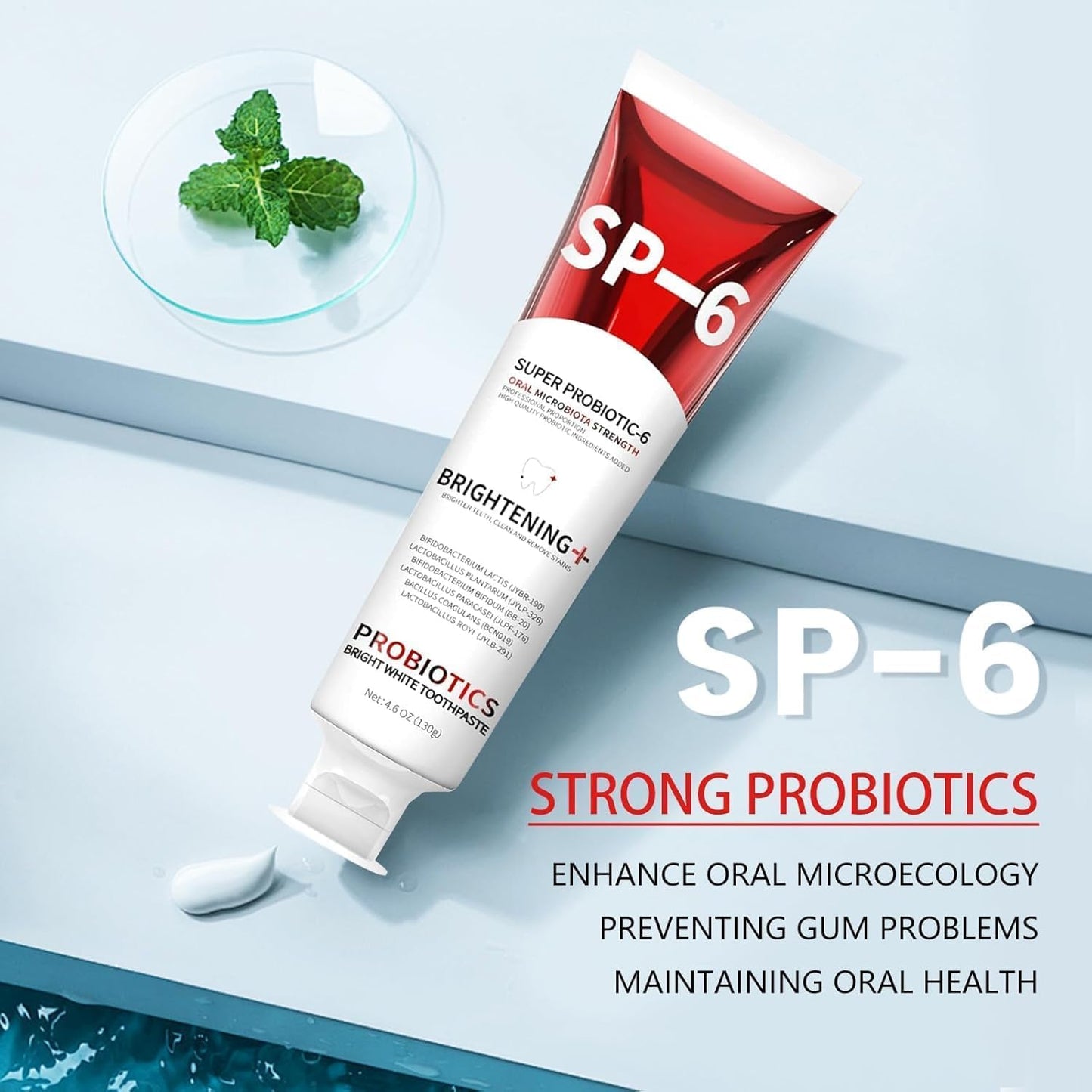 SP-6 Probiotics Whitening Toothpaste – Whitening & Gum Health, Fluoride-Free