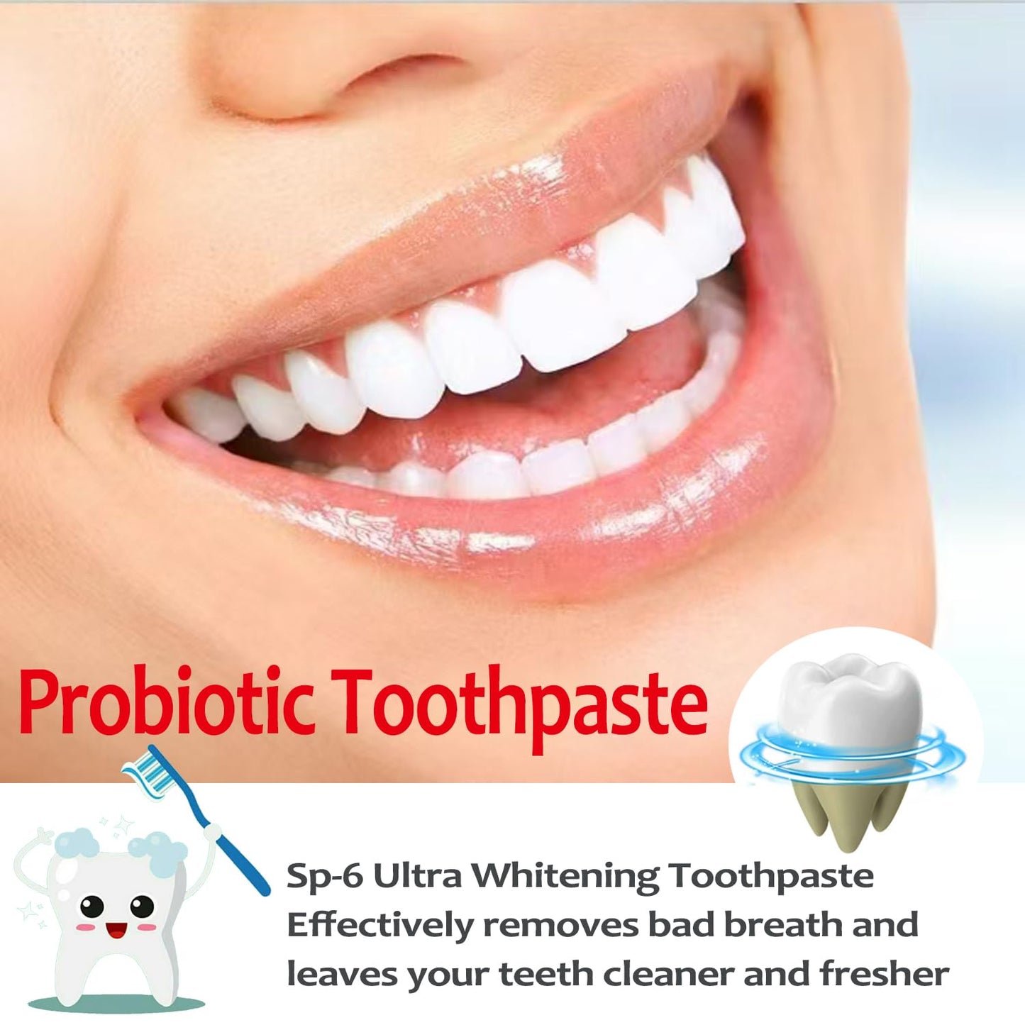 SP-6 Probiotics Whitening Toothpaste – 2 PCS, Fluoride-Free, Mint