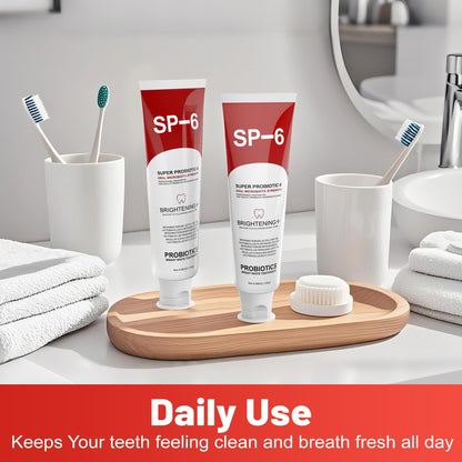 SP-6 Probiotic Whitening Toothpaste – 4.9 oz, 6 Probiotics, Fluoride-Free, Minty Fresh