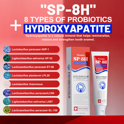 SP-8 Hydroxyapatite Probiotic Whitening Toothpaste – 8 Probiotics + HA, Fluoride-Free (2-Pack)