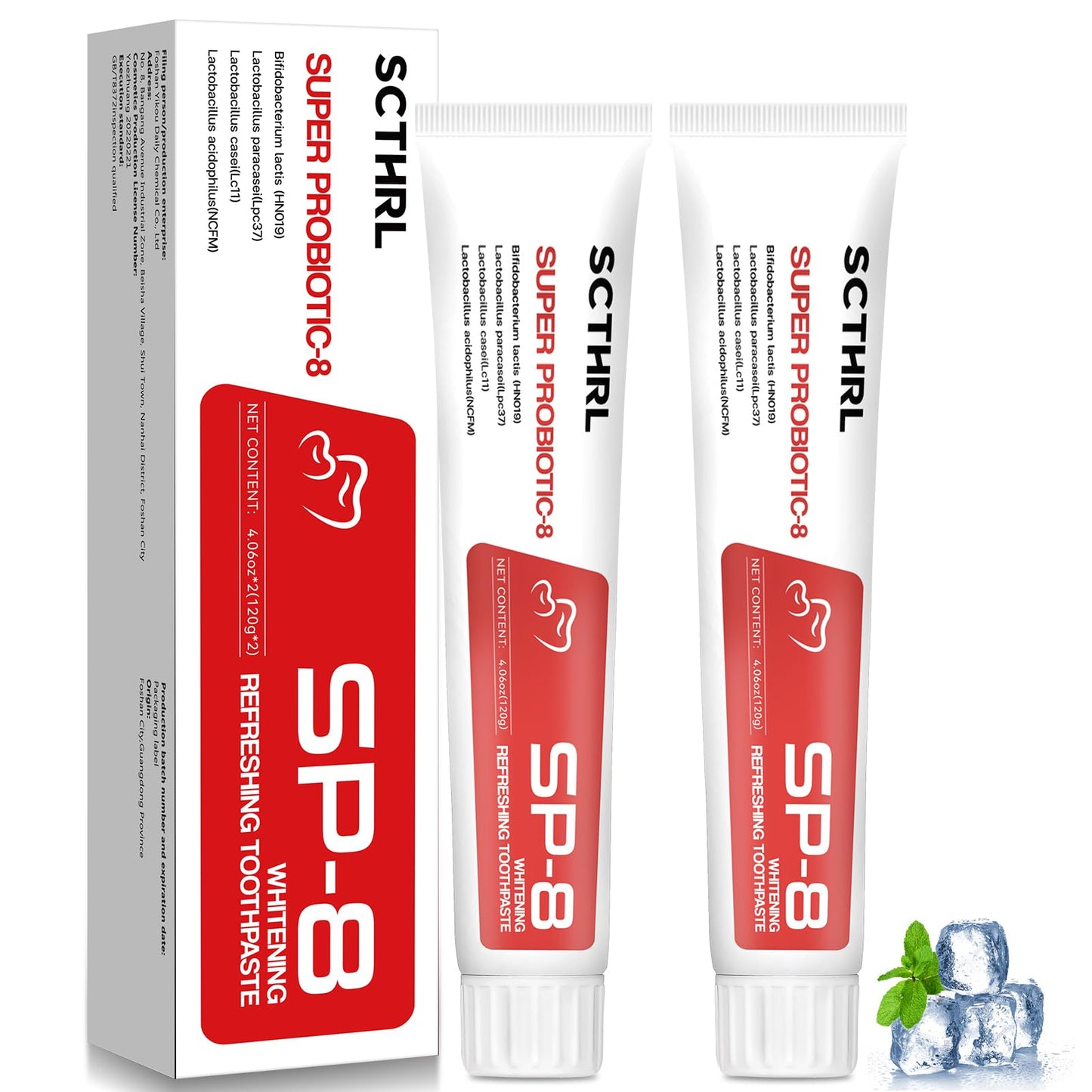SP-8 Probiotic Ultra Whitening Toothpaste Upgraded 2.0 – Fluoride-Free, Probiotic-Infused Formula for Gum Health, Enamel Strength & Fresh Breath