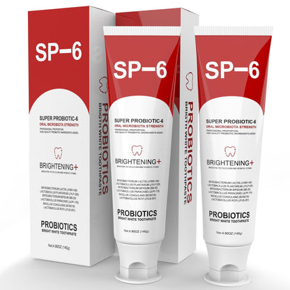 SP-6 Probiotic Whitening Toothpaste - 6 Probiotics, Fluoride-Free, Mint Flavor, 4.9 oz
