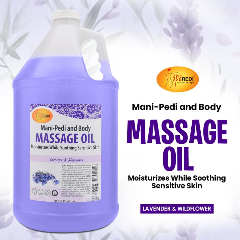SPA REDI Massage Oil – Lavender Wildflower (128 Oz) | Full Body Massage Therapy