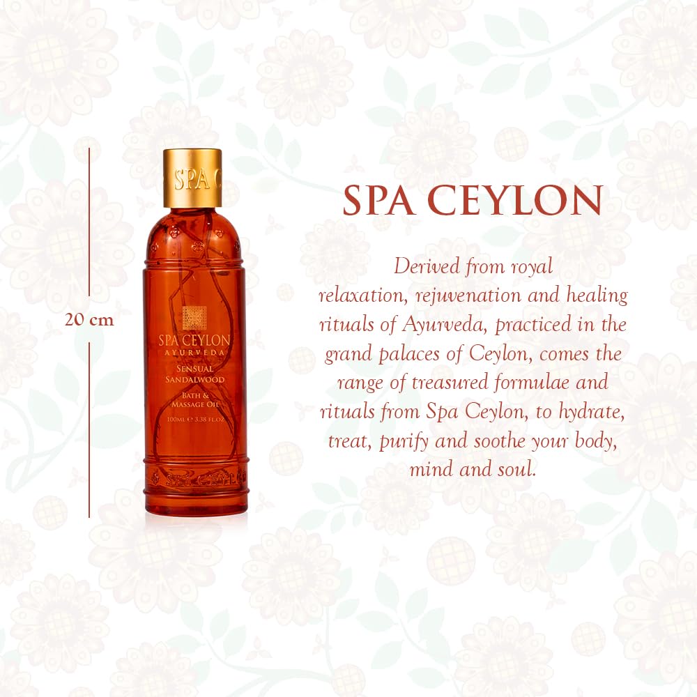Spa Ceylon Sensual Sandalwood Bath & Massage Oil | Professional Body Oil for Massage Therapy