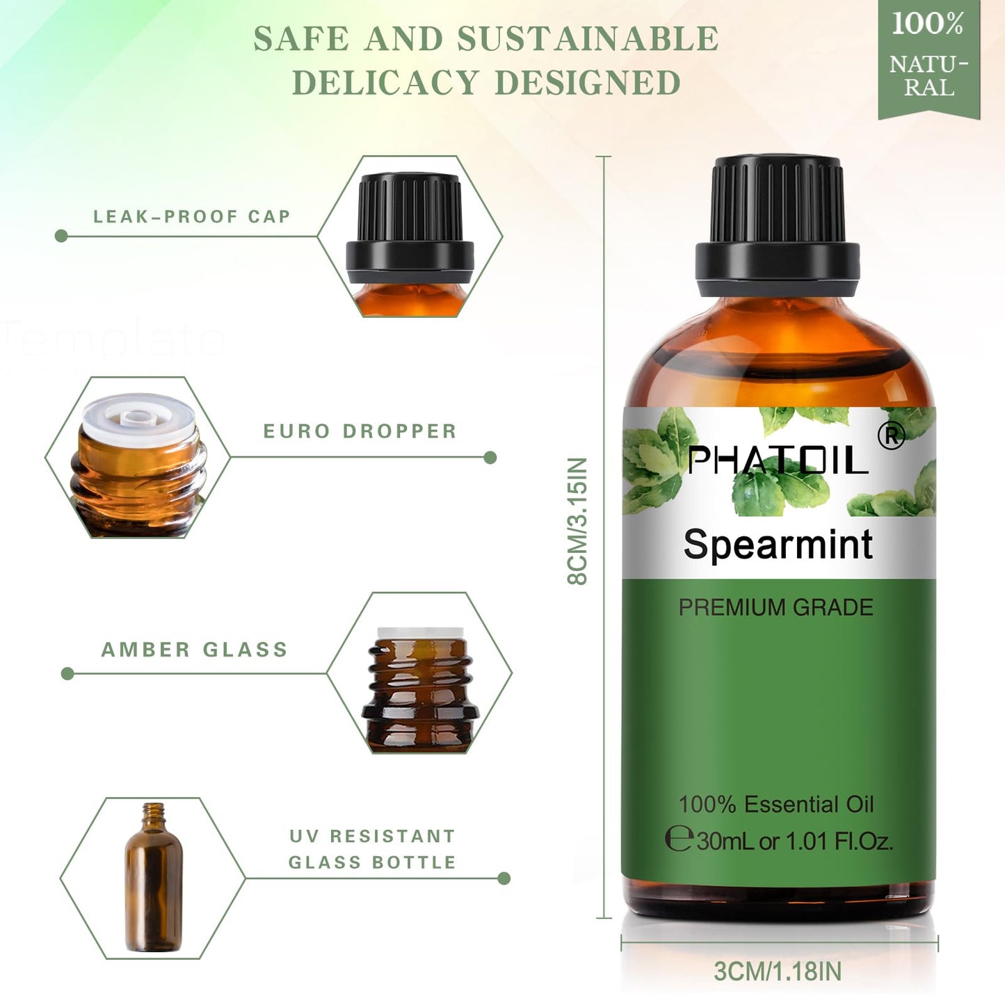Spearmint Essential Oil 30ml | PHATOIL Pure Aromatherapy for Diffusers & DIY