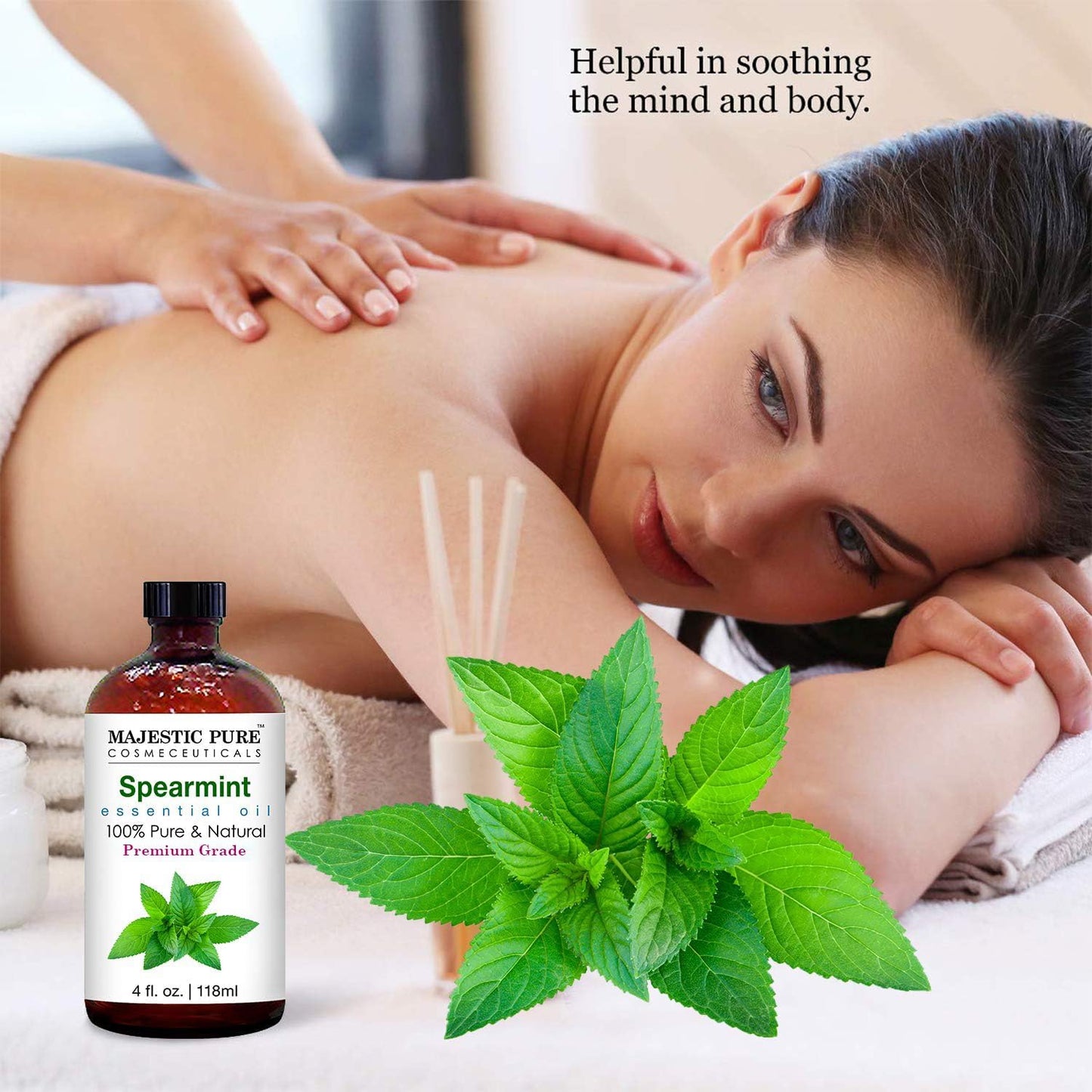 Majestic Pure Spearmint Essential Oil - 4 Fl Oz (Glass Dropper) - 100% Pure & Natural