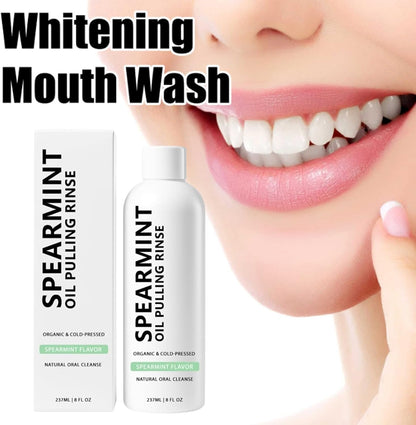 Spearmint Oil Pulling Mouthwash – Cold-Pressed Coconut Oil for Teeth Whitening & Fresh Breath (8oz)