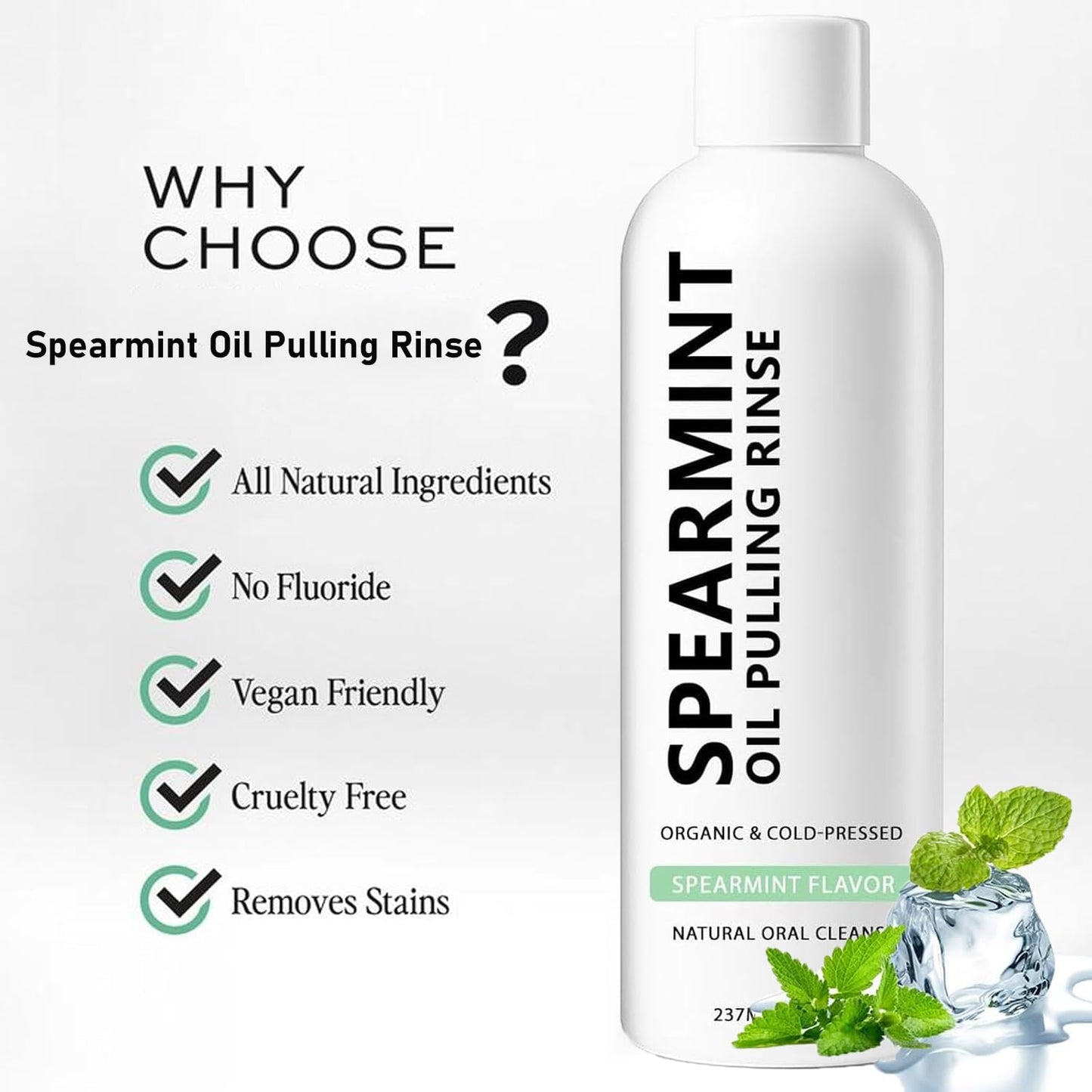 Spearmint Oil Pulling Rinse – Organic Coconut Oil Mouthwash 237ml