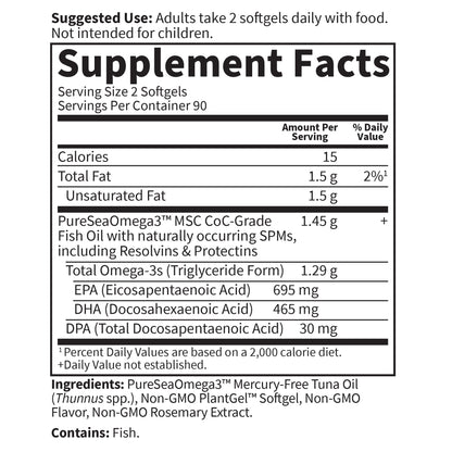 Garden of Life Dr. Formulated Advanced Omega Fish Oil - Lemon | 1,290 mg Omega-3 (EPA 695 mg, DHA 465 mg, DPA 30 mg), TG Form, 180 Softgels