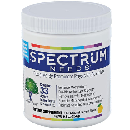 SpectrumNeeds® by NeuroNeeds – Comprehensive 33-Ingredient Nutritional Support (Lemon Flavor)