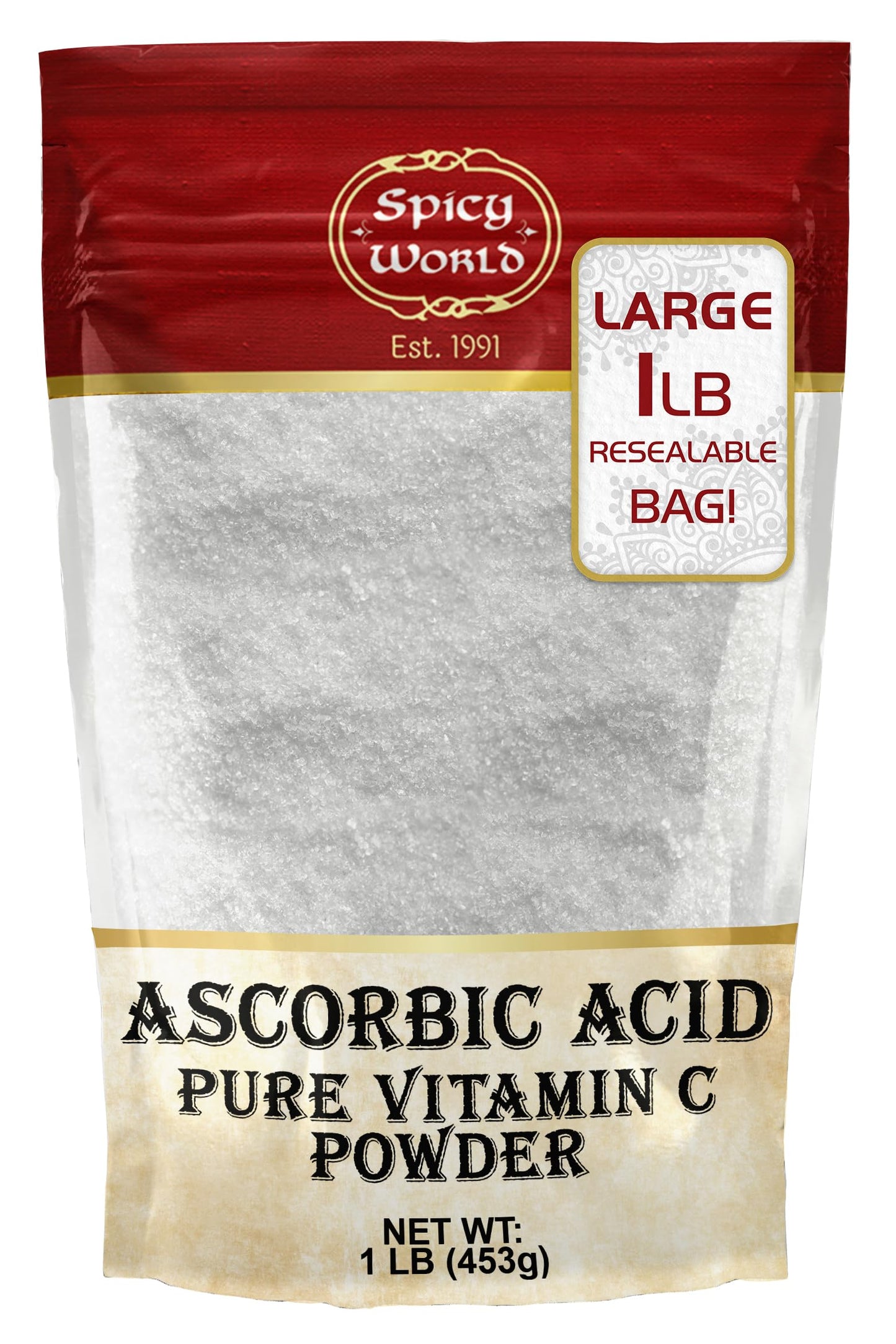 Spicy World Ascorbic Acid 1 lb – Pure Vitamin C Powder (USP, Food Grade)