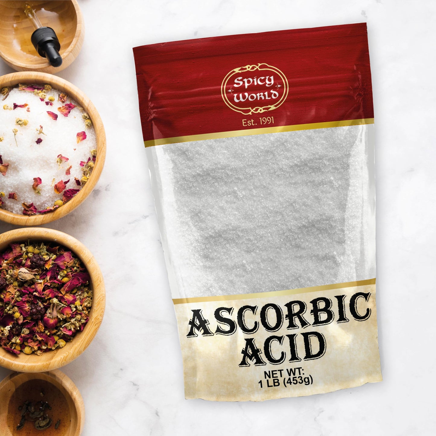 Spicy World Ascorbic Acid 1 lb – Pure Vitamin C Powder (USP, Food Grade)
