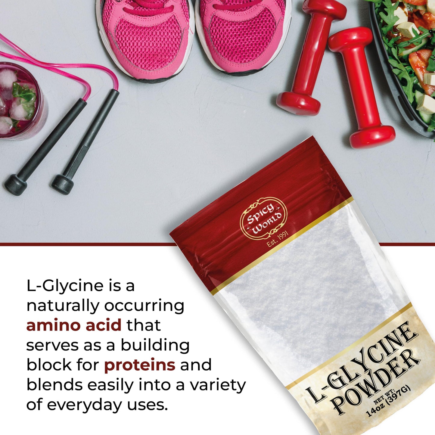 Spicy World L-Glycine Powder 14oz – Pure, Non-GMO Amino Acid