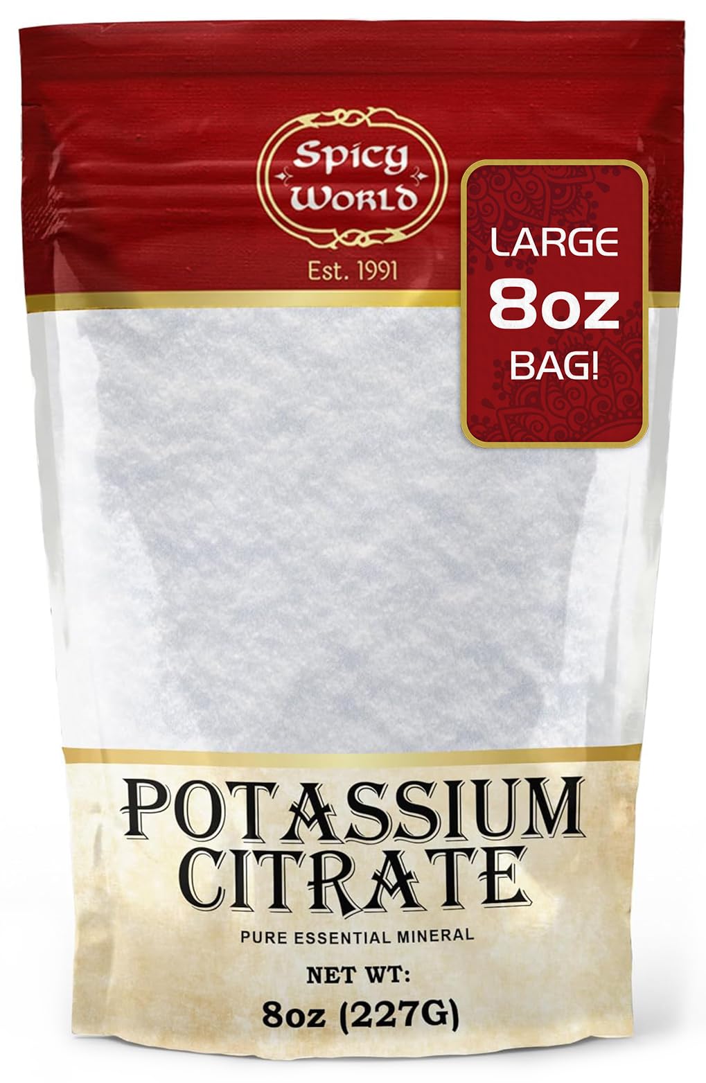 Spicy World Potassium Citrate Powder 8 oz - Pure, Vegan, Food Grade