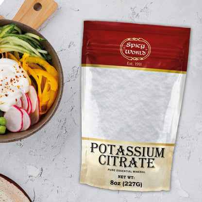 Spicy World Potassium Citrate Powder 8 oz - Pure, Vegan, Food Grade