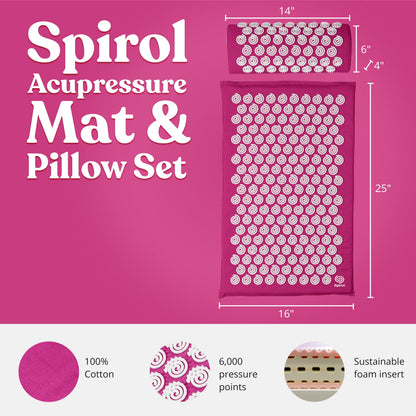 Spirol Acupressure Mat & Pillow Set – Back, Neck & Shoulder Pain Relief