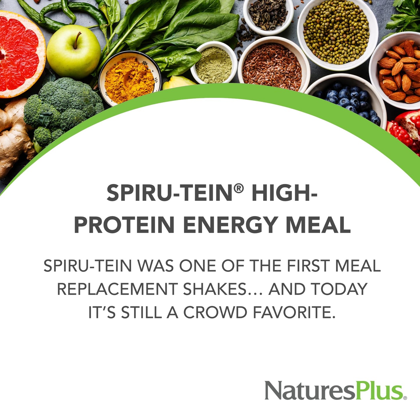 NaturesPlus SPIRU-TEIN Shake Banana - Plant-Based Protein Powder (2.4 lb, 32 servings)