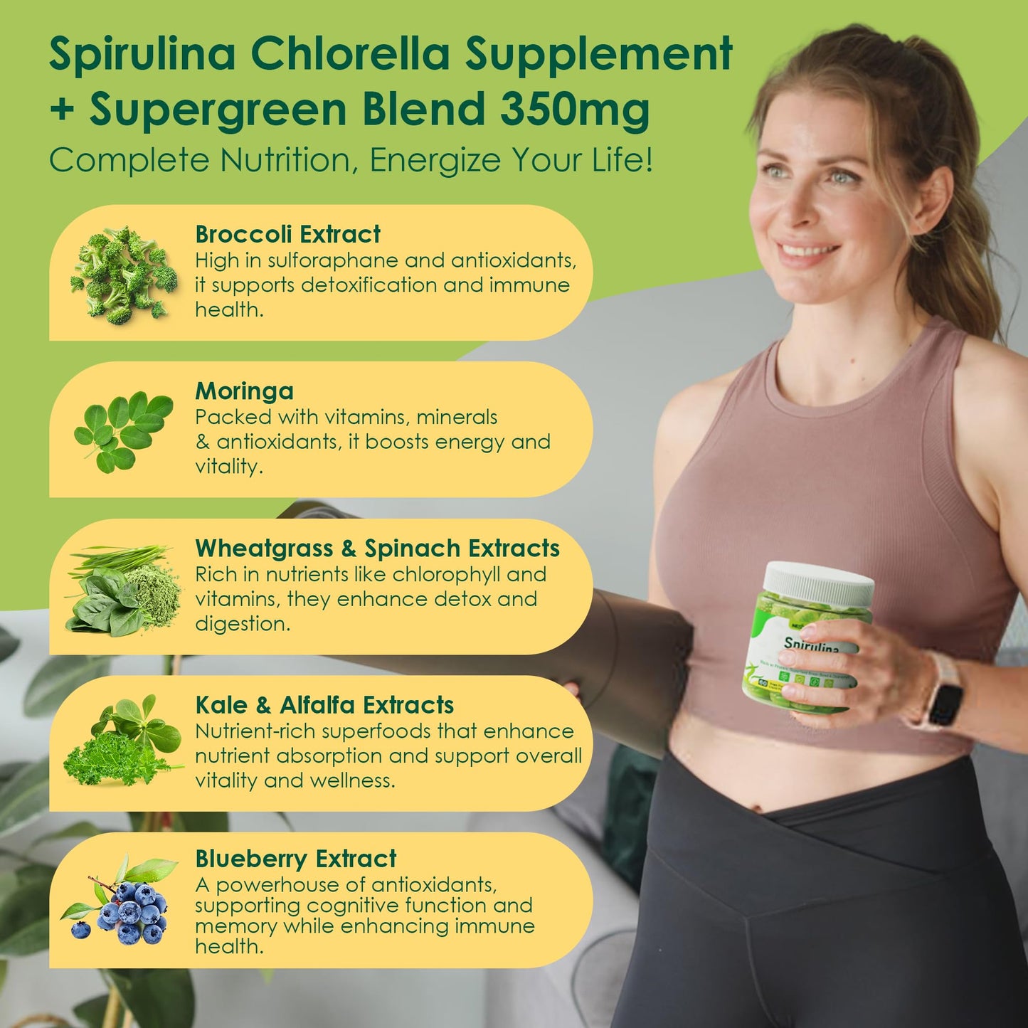 Nextdia (2 Pack) Organic Spirulina + Chlorella Gummies – Vegan Protein & Supergreens