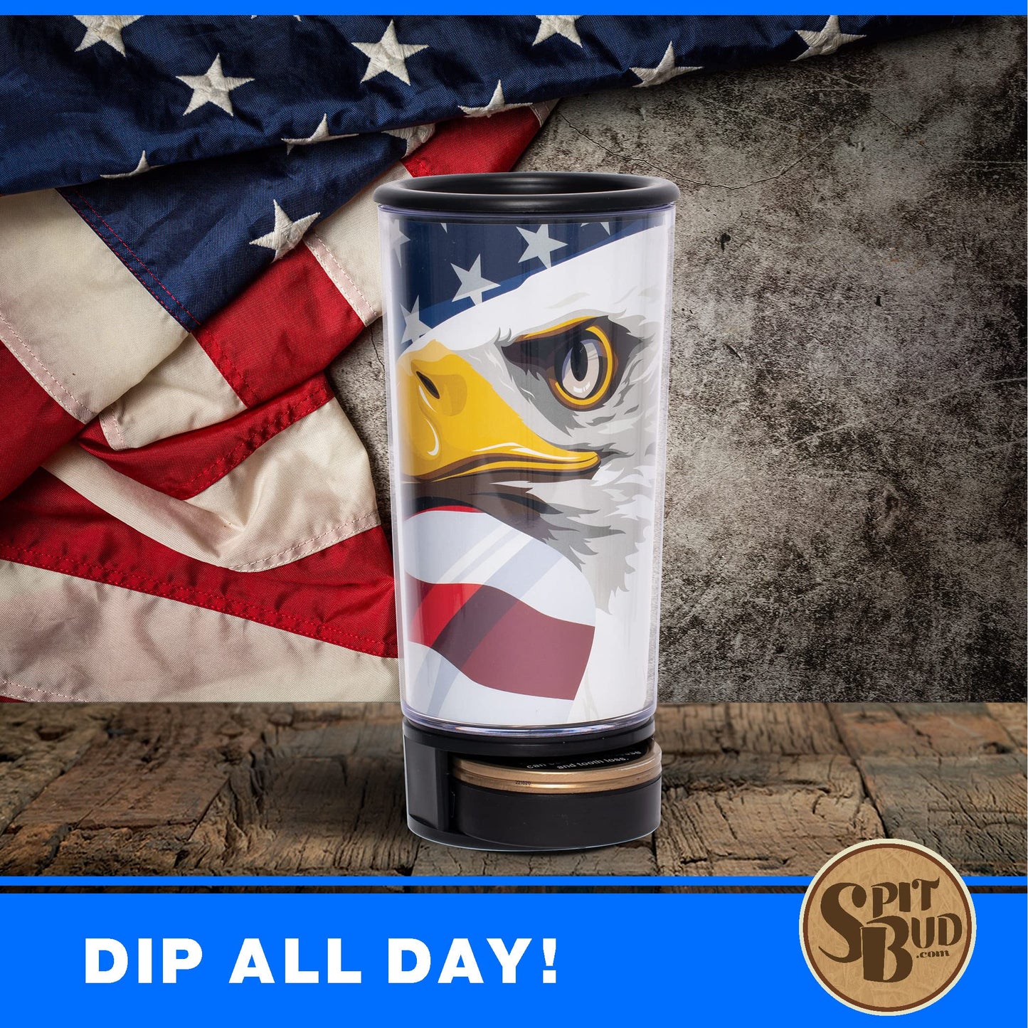 Spit Bud American Eagle Spittoon Cup – 8oz Portable Dip Cup, Made in USA