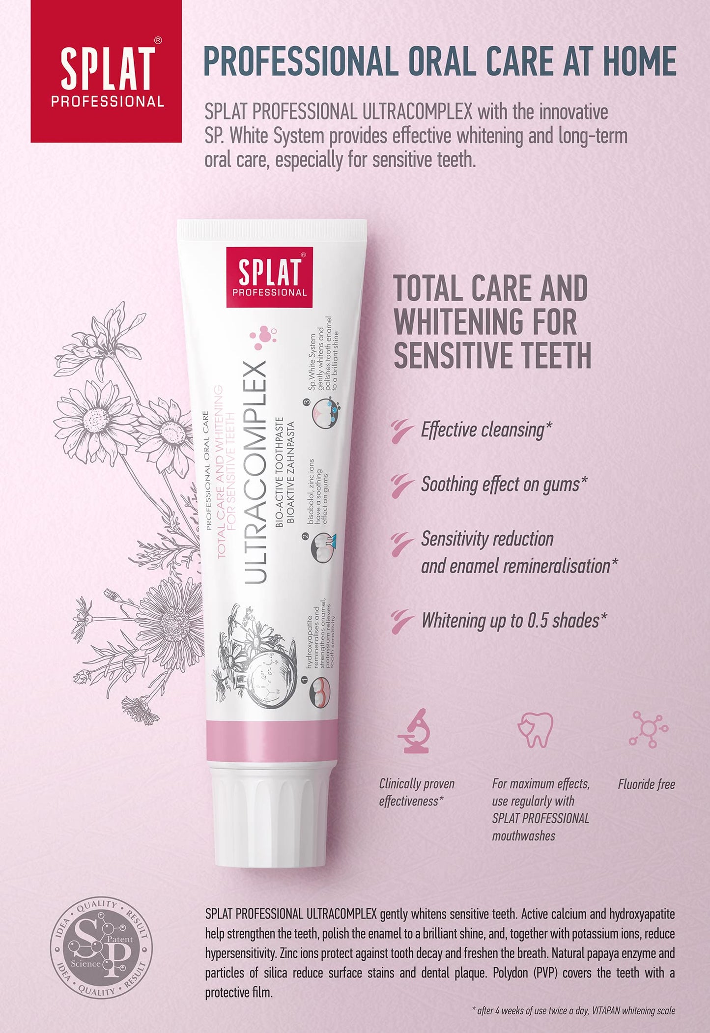 Splat Ultracomplex Toothpaste – Fluoride-Free Whitening for Sensitive Teeth | Splat Professional Series