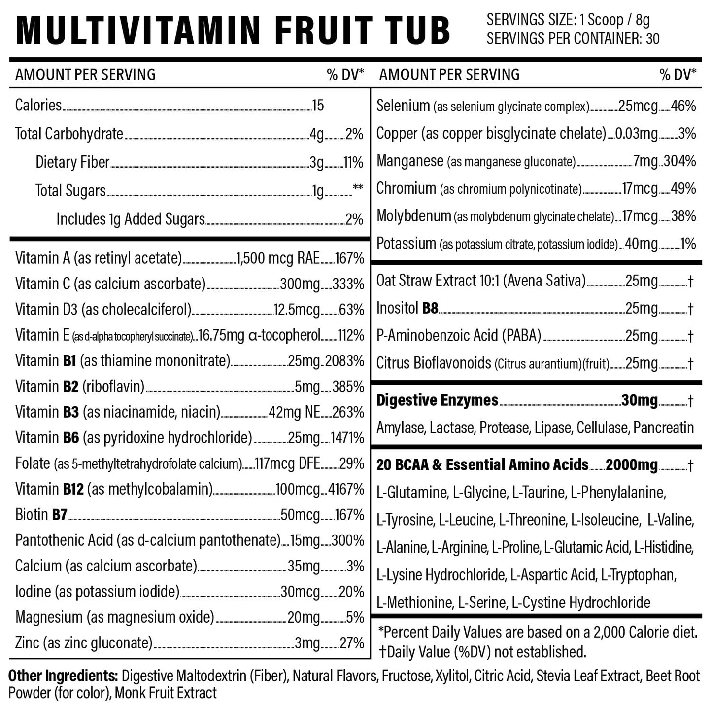 Sport Formula 99 Multivitamin Powder – Fruit Punch Drink Mix with BCAAs, Electrolytes, Vegan & Keto Friendly