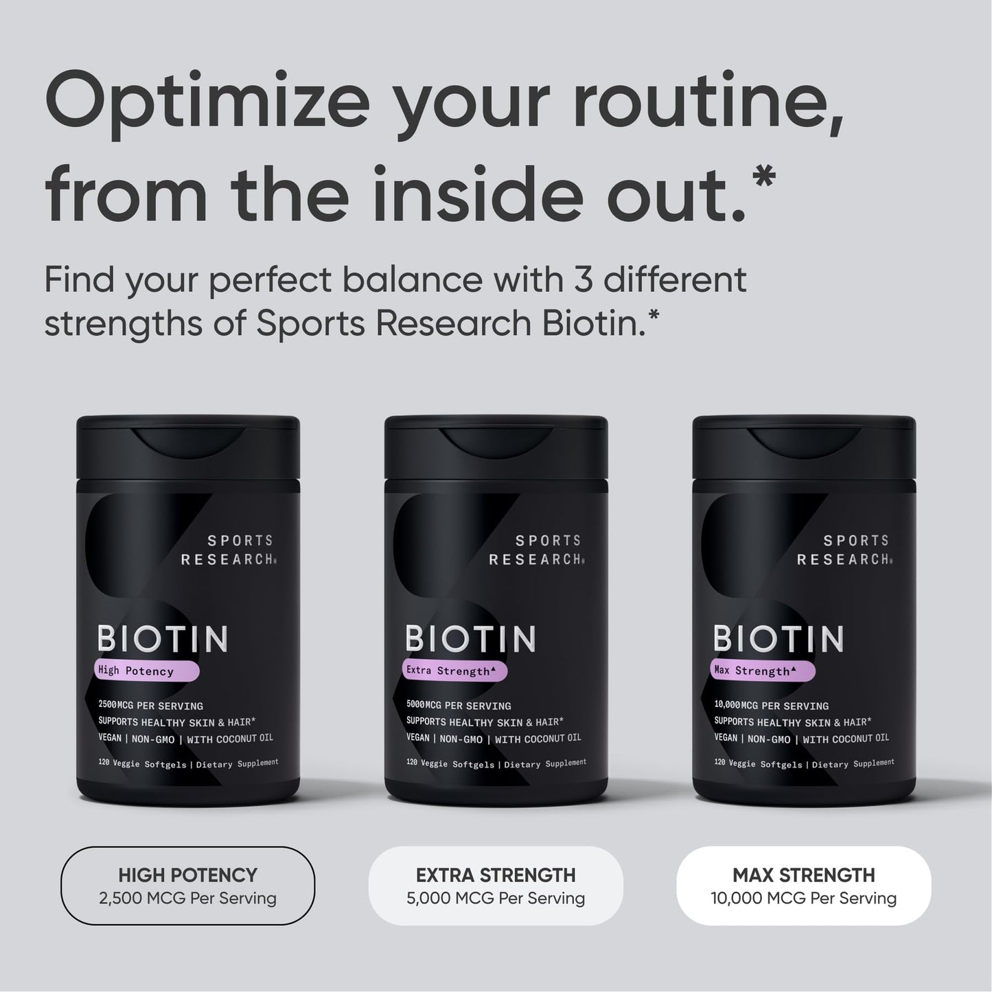 Sports Research Biotin 10,000mcg with Organic Coconut Oil – 30 Veggie Softgels | Vegan, Non-GMO