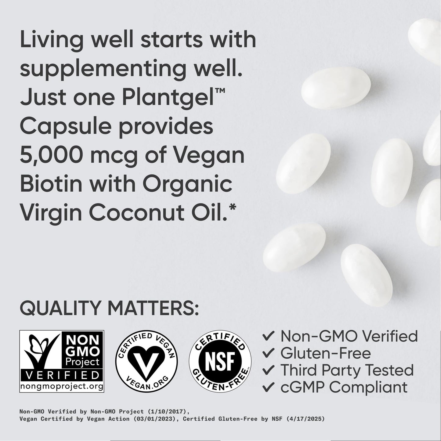 Sports Research Biotin 5000mcg with Organic Coconut Oil | Hair & Skin Support