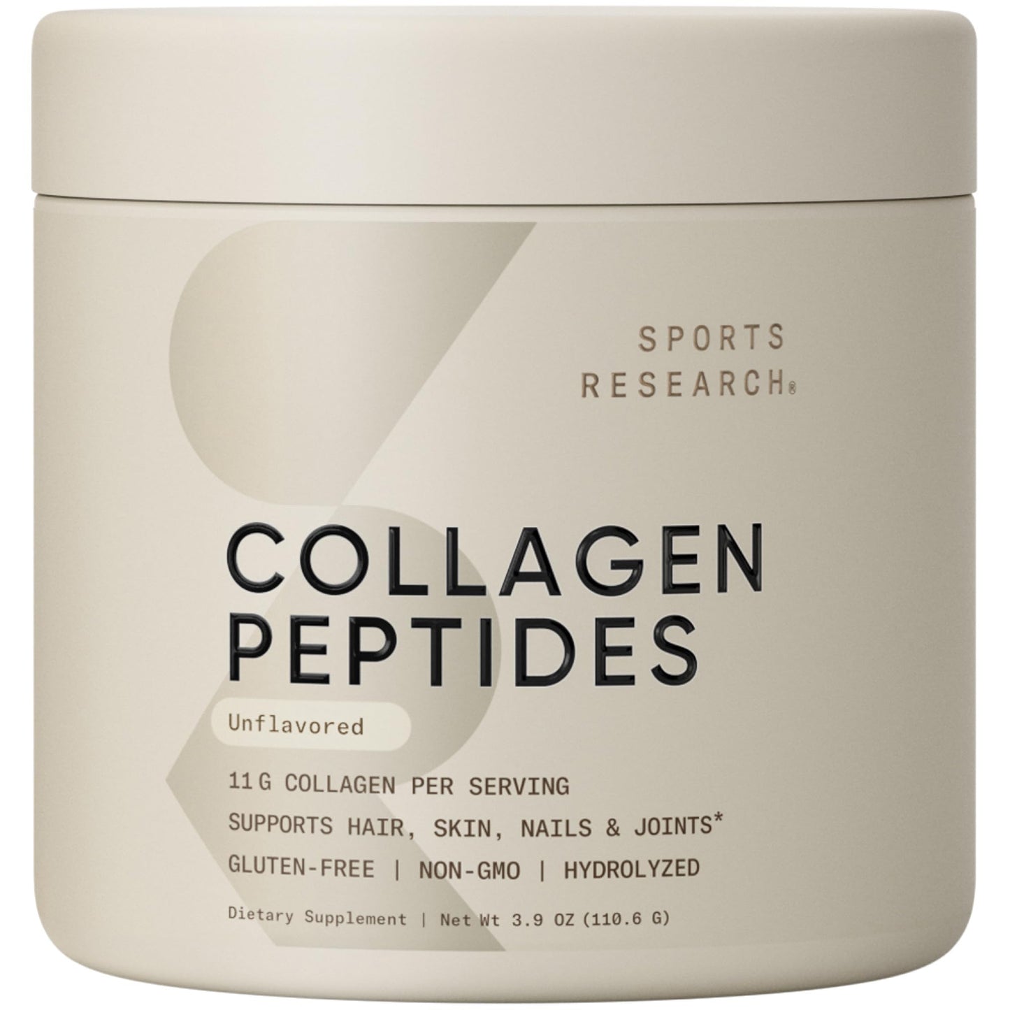 Sports Research Collagen Peptides – Hydrolyzed Type I & III for Skin, Nails & Joints