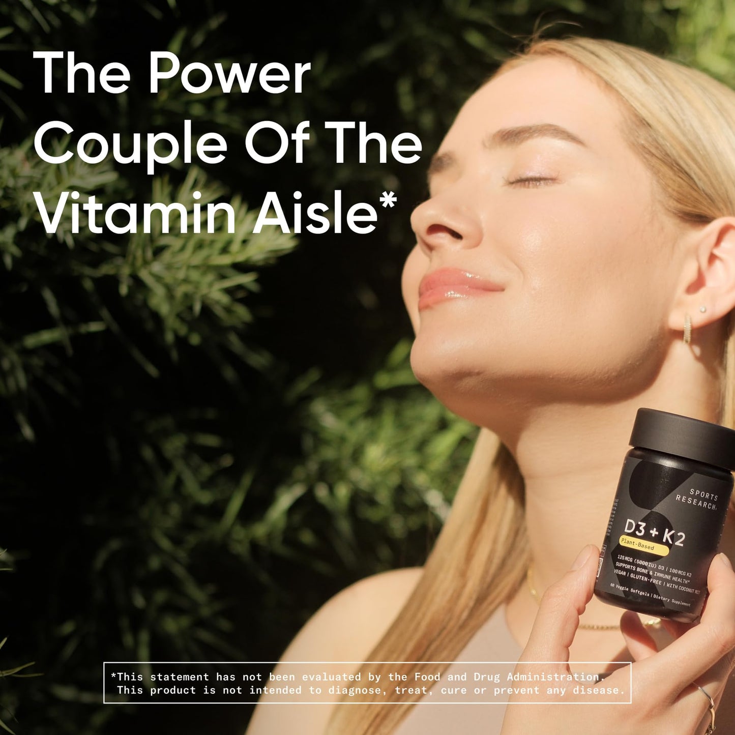Sports Research Vitamin D3 + K2 with Coconut Oil – Vegan, 5000 IU D3, 100 mcg MK-7, 120 Softgels