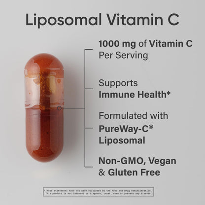 Sports Research High Potency Liposomal Vitamin C 1000 mg – Vegan, Non-GMO, Gluten Free | 180 Veggie Capsules
