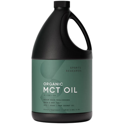Sports Research Keto MCT Oil from Organic Coconuts – C8, C10, C12 – Unflavored (128 oz)