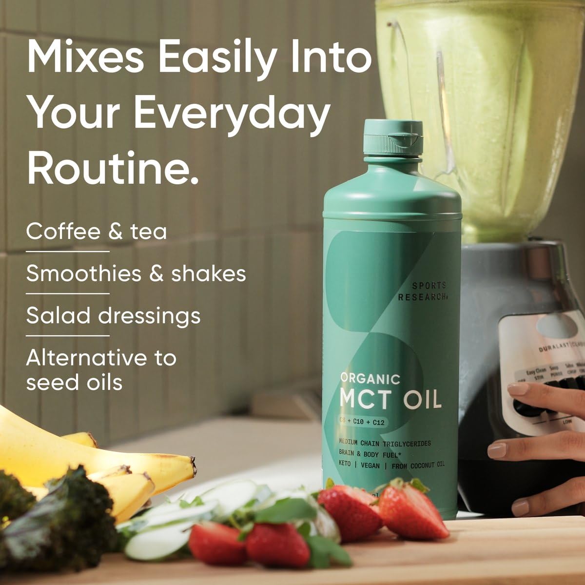 Sports Research Keto MCT Oil from Organic Coconuts – C8, C10, C12 – Unflavored (128 oz)