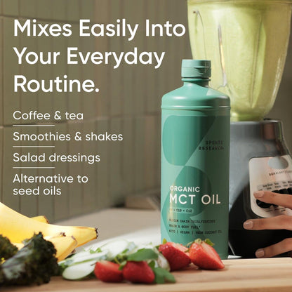 Sports Research Keto MCT Oil from Organic Coconuts – C8, C10, C12 – Unflavored (128 oz)