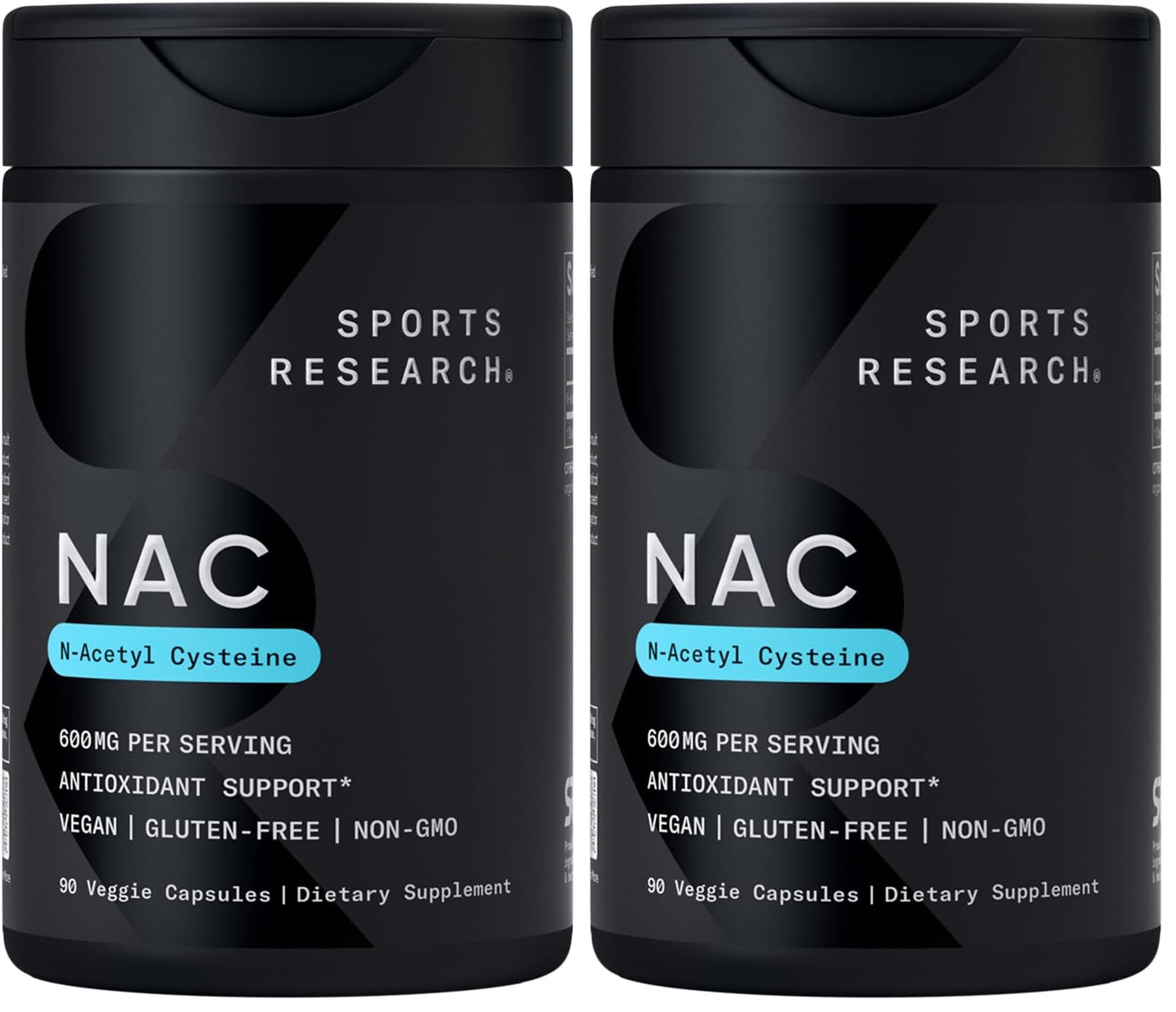 Sports Research N-Acetyl L-Cysteine (NAC) 600mg Veggie Capsules – Lemon Aroma, 2 Pack – Vegan, Non-GMO, Gluten Free